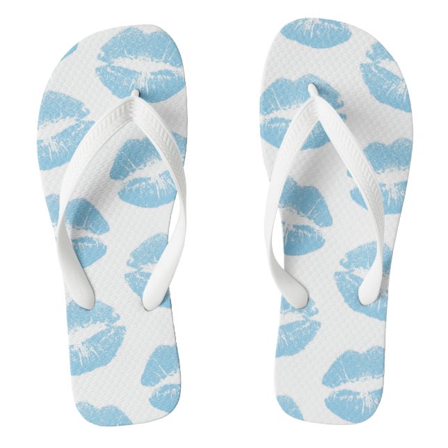 Blue Lips, Pattern Of Lips, Blue Lipstick, Kiss Thongs (Footbed)