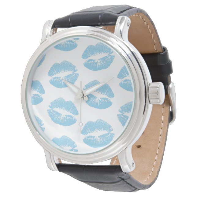 Blue Lips, Pattern Of Lips, Blue Lipstick, Kiss Watch (Angled)