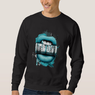 Blue Lips with Dripping Money Retro Matching Men W Sweatshirt