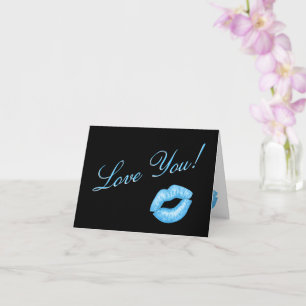 Blue Lipstick Kiss Note Card