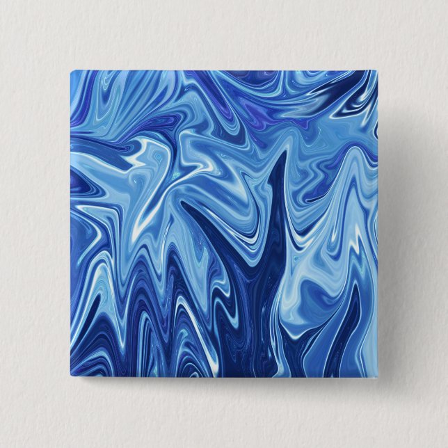 Blue liquid abstract pattern 15 cm square badge (Front)