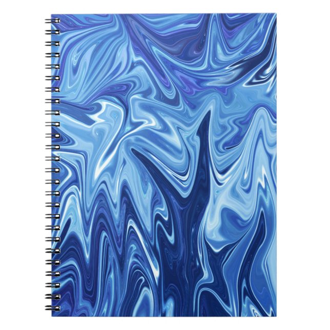 Blue liquid abstract pattern notebook (Front)
