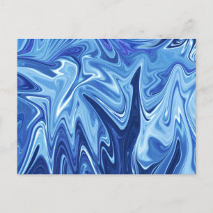 Blue liquid abstract pattern postcard