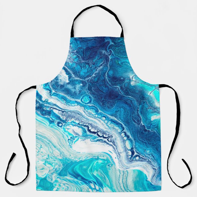 Blue liquid marble texture apron (Front)