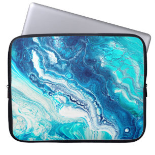 Blue liquid marble texture laptop sleeve