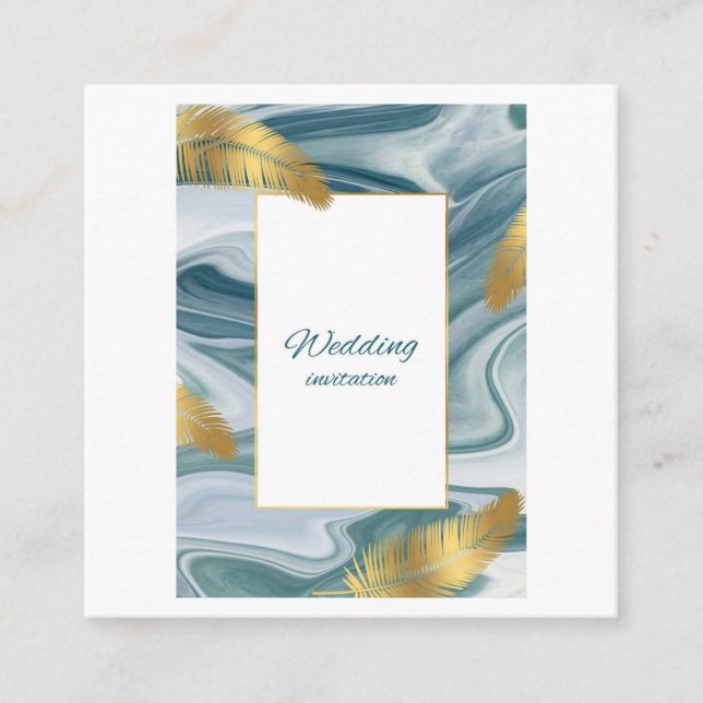 Blue Liquid Marble Wedding Invitation | Premium El (Front)