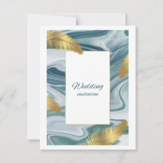 Blue Liquid Marble Wedding Invitation | Premium El
