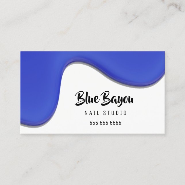 Blue Liquid Nail Salon Business Card (Front)