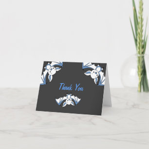 Blue Little Bat Baby Shower Thank You Notes