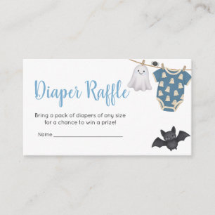 Blue Little Boo Clothesline Baby Diaper Raffle Enclosure Card