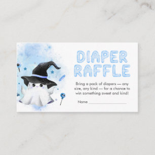Blue Little Boo Ghost Baby Shower Diaper Raffle Enclosure Card