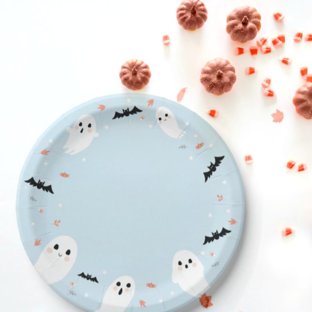 Blue Little boo ghost halloween paper plates (Creator Uploaded)