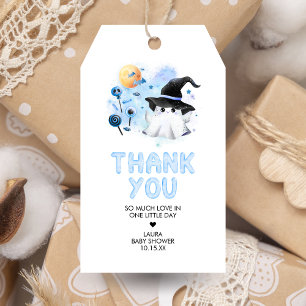 Blue Little Boo Ghost Witch Baby Shower Favor Tags