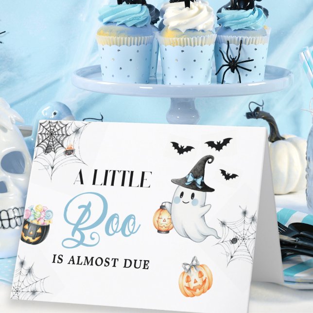 Blue Little Boo Halloween Baby Shower Thank You Card (Creator Uploaded)