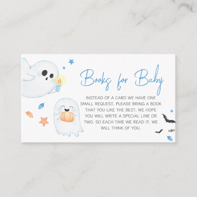 Blue Little Boo Halloween Books for Baby Enclosure Card (Front)
