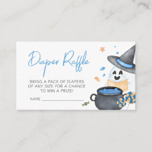 Blue Little Boo Halloween Diaper Raffle Enclosure Card