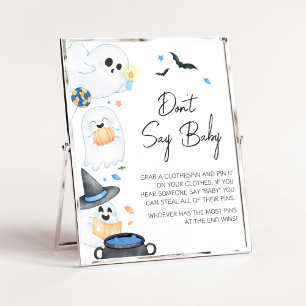 Blue Little Boo Halloween Don't Say Baby Poster