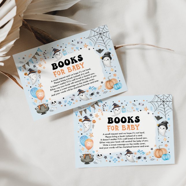 Blue Little Boo Halloween Ghost Books for Baby Boy Enclosure Card (Creator Uploaded)