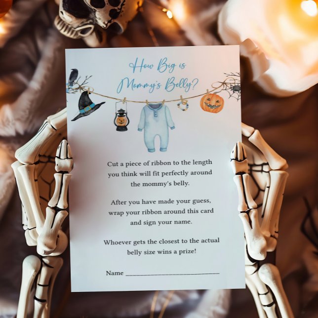 Blue Little Boo How Big is Mummy's Belly Game (Halloween Baby Clothes Baby Shower How Big is Mommys Belly Game)