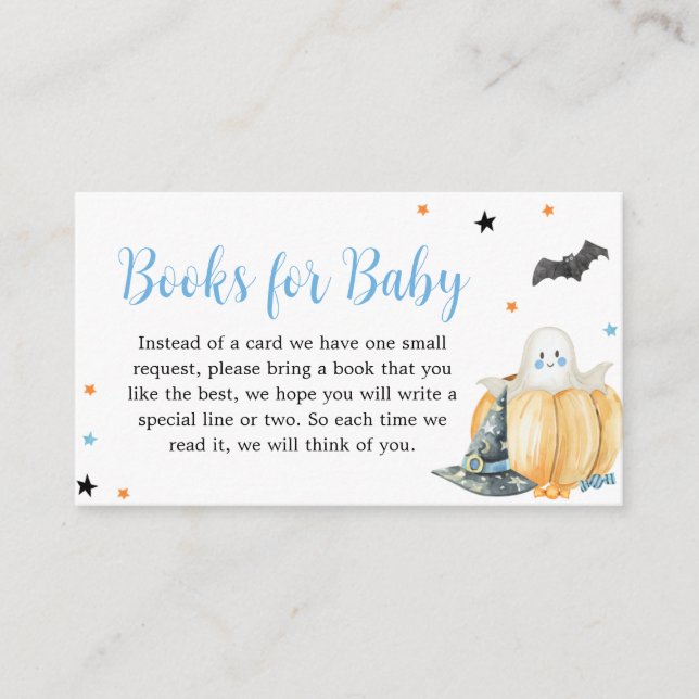 Blue Little Boo Pumpkin Halloween Books for Baby Enclosure Card (Front)