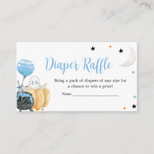 Blue Little Boo Pumpkin Halloween Diaper Raffle Enclosure Card
