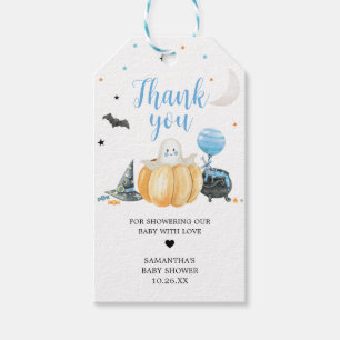 Blue Little Boo Pumpkin Halloween Favour Tags