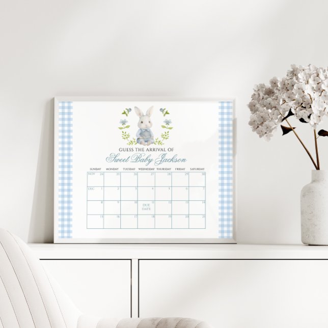 Blue Little Bunny Spring Baby Due Date Callendar Poster (Creator Uploaded)
