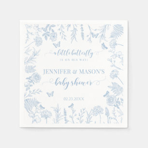 Blue little butterfly elegant baby boy shower napkin