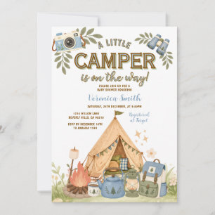 Blue Little Camper is on the way Boy Baby Shower Invitation