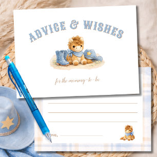 Blue Little Cowboy Advice & Wishes Mummy to be Enclosure Card