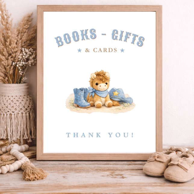 Blue Little Cowboy Baby Shower Cards Books Gifts Poster (Creator Uploaded)