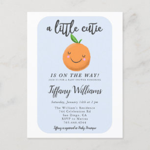 Blue Little Cutie Baby Shower Invitation Postcard
