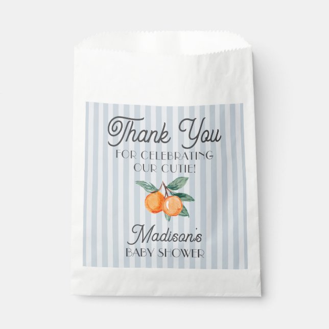 Blue Little Cutie Citrus Baby Shower Cookie Favour Bag (Front)
