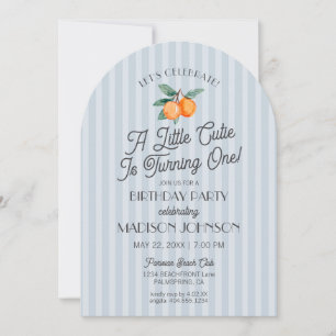 Blue Little Cutie Citrus Birthday Party Invitation