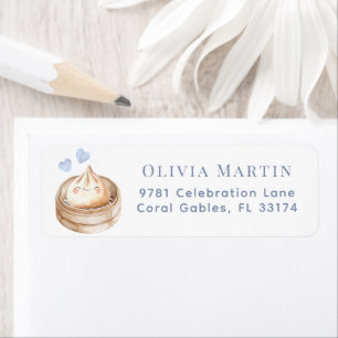 Blue Little Dumpling Watercolor Boy Baby Shower La Return Address Label