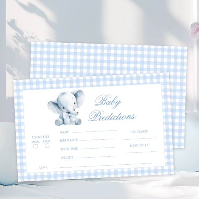 Blue Little Elephant Peanut Bow Baby Predictions Stationery (Creator Uploaded)