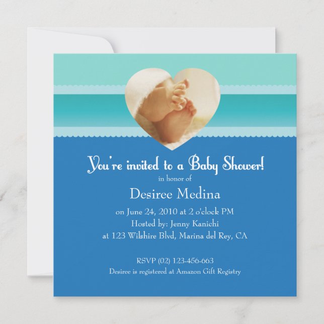 Blue Little Feet Baby Shower for Baby Boy Invitation (Front)