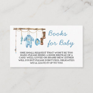 Blue Little Fisherman Baby Shower Book for baby Enclosure Card