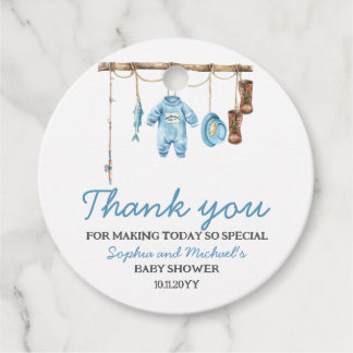 Blue Little Fisherman Baby Shower Favour Tags
