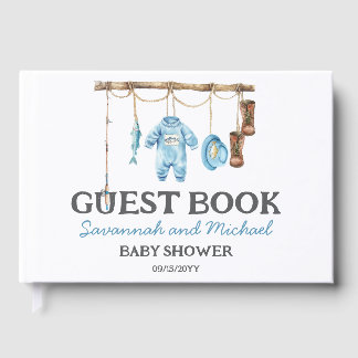 Blue Little Fisherman Baby Shower Guest Book