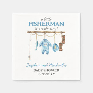 Blue Little Fisherman Baby Shower Napkin