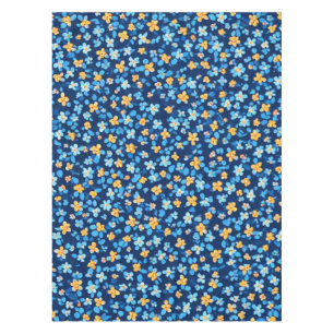 Blue Little Flowers Pattern Tablecloth