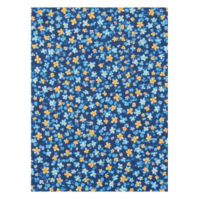 Blue Little Flowers Pattern Tablecloth (Front)