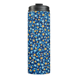 Blue Little Flowers Pattern Thermal Tumbler