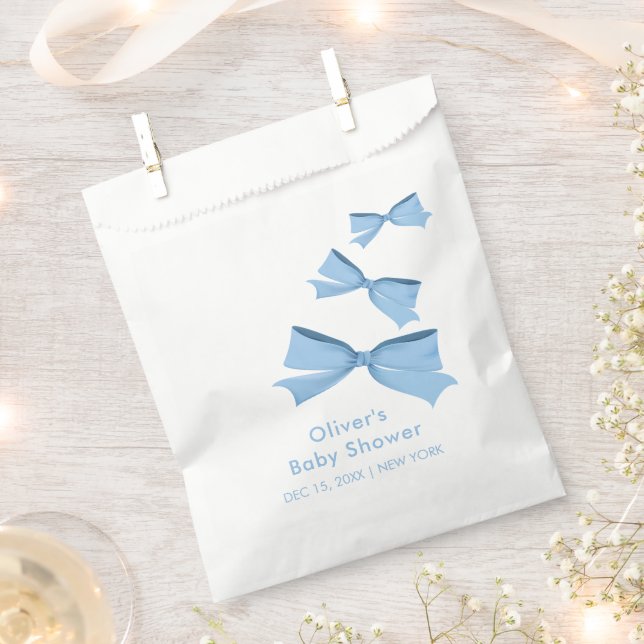 Blue Little Flying Bow Boy Baby Shower  Favour Bag (Clipped)