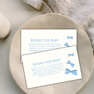 Blue Little Flying Bow Boy Books For Baby Shower Enclosure Card