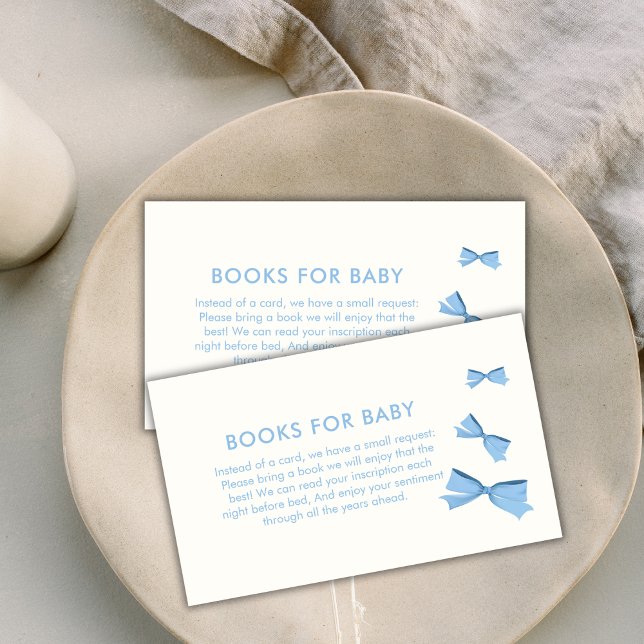Blue Little Flying Bow Boy Books For Baby Shower  Enclosure Card (Blue Little Flying Bow Boy Books For Baby Shower Enclosure Card)