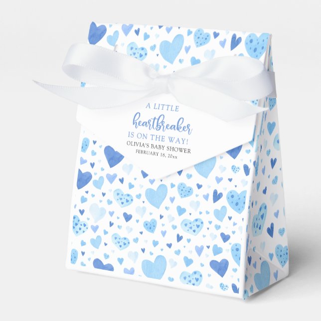 Blue Little Heartbreaker Valentine Baby Shower Favour Box (Front Side)