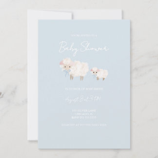 Blue Little Lamb Baby Shower Invitation