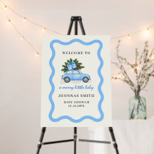 Blue little merry baby boy shower welcome